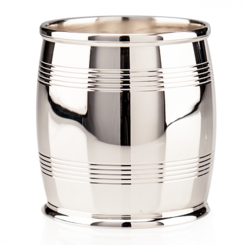 Asa Blanchard Sterling Silver Barrel Beaker 9 Oz 3.25\ Height
9 Oz Volume

Care & Handling:  Sterling Silver

Wash your sterling silver in warm water, using mild soap and a soft cloth. Dry with a soft cloth. Your sterling silver should never be exposed to an open flame or excessive heat. Store your sterling silver trays flat, cups upright, etc. to prevent warping. Do not wrap sterling silver in anything other than the original wrapping to prevent scratching. With proper care, your sterling silver will last for generations. Never put sterling silver in a dishwasher. Hand wash only.

Sterling silver prices are subject to change without notice.

Interested in stock availability or special ordering items? Looking to order in bulk or an order that is personalized, wrapped, and delivered? Contact us any time with your questions.

