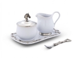 Equestrian Sugar and Creamer Set Size: 9\ Length x 6\ Width x 4.5\ Height

Care: Hand wash always recommended. If placed in dishwasher use low heat and a mild soap