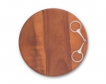 Wood Cheese Board with Equestrian Bit 10\ 10\ Diameter