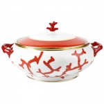 Cristobal Red Covered Soup Tureen 9 3/4\ 9.75\ Diameter
6\ Height
50 Ounces