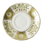 Derby Panel Green Cream Soup Cup Saucer Fine bone china saucer to accompany the coordinating Cream Soup Cup. A beautifully traditional design featuring tranquil flowers and foliage in green decoration set against alternating panels of pristine white and gleaming 22 carat gold. A perfect choice for a special occasion to mix with other time-honored patterns. 