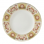 Derby Panel Red Salad Plate Perfectly round, this salad plate is an ideal finishing touch for sophisticated dining. A beautifully traditional design featuring tranquil flowers and foliage in red decoration set against alternating panels of pristine white and gleaming 22 carat gold. A perfect choice for a special occasion to mix with other time-honored patterns. 
