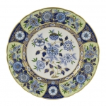 Imari Accent Midori Meadow Accent Plate Part of a larger collection of Imari inspired accent plates and coordinating cups and saucers, the Midori Meadow Plate displays a fresh mint and deeper blue color palette of flora and fauna finished with hand applied 22 carat gold. 