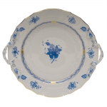 Chinese Bouquet Blue Chop Plate with Handles 
12\ Diameter