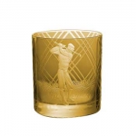 Amber Golf Double Old Fashioned 3.9\ Height
3.5\ Diameter
12.3 oz

Materials:  100% Lead-Free Crystal, Mouth-Blown, Hand-Engraved and Sandblasted
Care:  Hand wash only





