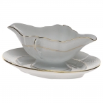 Golden Edge Gravy Boat with Fixed Stand .75 Pints