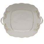Golden Edge Square Cake Plate with Handles 9.5\ Square