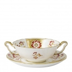 Derby Panel Red Cream Soup Saucer