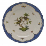 Rothschild Bird Blue Border Service Plate, Motif #11 The well-known Rothschild Bird design is made even more elaborate and elegant with the addition of a scalloped blue edge treatment bordered in 24kt gold.