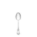 Old Master Sterling Teaspoon This graceful pattern designed by master silversmith Horold E. Nock is styled in the Old Victorian tradition, with refined lines and a restrained decoration popular in the early Victorian era. Introduced in 1942, it features a distinctive violin-shaped handle, a crown of curling leaves, a center rosette with tapering tendrils, and scrolls and flutes along the handle. The classic design is exceptionally versatile, suiting many styles of dcor and any dining occasion from family meals to holiday celebrations. 

Polish your sterling silver once or twice a year, whether or not it has been used regularly. Hand wash and dry immediately with a chamois or soft cotton cloth to avoid spotting.
