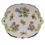 Queen Victoria Blue Square Cake Plate with Handles 9.5\ Square