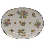 Queen Victoria Blue Oval Platter 15\ 15\ Length x 11.5\ Width
