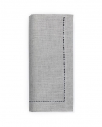 Festival Grey Dinner Napkins, Set of Four 20\ Square

100% Linen
Plain weave

Hem:
Hand thread drawn hemstitch with mitered corners.
Plain hem on round Tablecloth

Care:
Machine wash cold water on gentle cycle. Do not use bleach (bleaching may weaken fabric & cause yellowing). Do not use fabric softener. Wash dark colors separately. Do not wring. Line dry or tumble dry on low heat. Remove while still damp. Steam iron on \linen\ setting. 