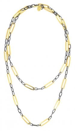 Gold and Black Checkerboard Necklace | LV Harkness & Company