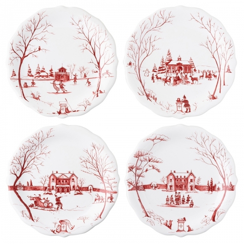 Winter Frolic Mr. & Mrs. Claus Party Plates, Set of Four