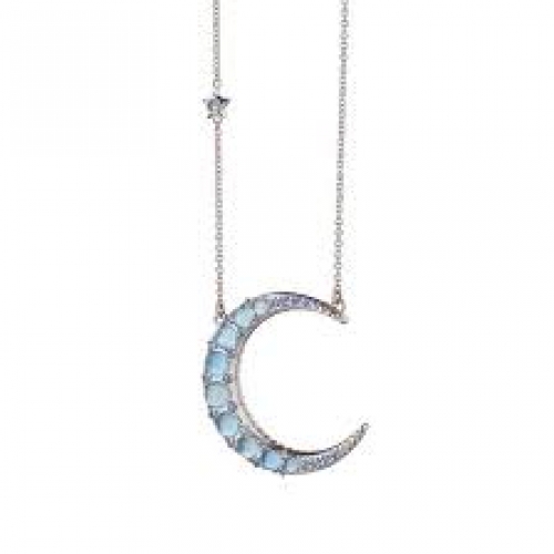 Sun, Moon, Stars Blue Sapphire Necklace