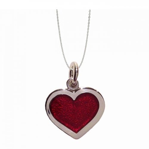 Red Enamel Heart Pendant with chain