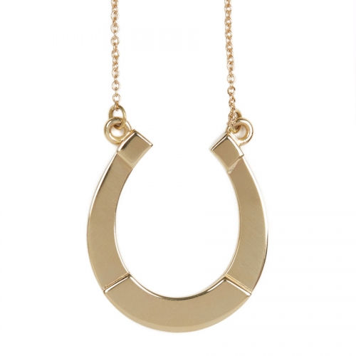 Small Gold Horseshoe Pendant Necklace