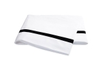 Lowell White With Black Flat Sheet Matouk\'s iconic, best selling style is the elegantly modern bedroom must-have. The classic Milano percale sheeting is smartly adorned with a 1\ Nocturne sateen tape border in bold black in this selection. Contact store for a selection of additional colors to capture any look or mood from subtle neutrals to bold brights at 859/225-7474 or at sales@lvharkness.com.
Milano 600 thread count Egyptian cotton percale.
Made in the Philippines of fabric from Italy.