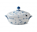 Blue Fluted Plain Covered Tureen 10 1/2