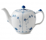 Blue Fluted Plain Tea Pot 34 Ounces