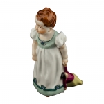 Girl Standing with Doll Hand painted in Meissen, Germany 