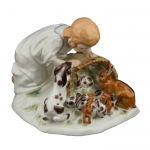 Girl with Rabbits Hand painted in Meissen, Germany 