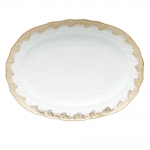 Fish Scale Gold Oval Platter 15\  15\ Length x 11.5\ Width



