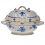 Chinese Bouquet Blue Tureen with Branch Handles 9.5\ Height
2 Quarts