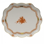 Chinese Bouquet Rust Scallop Tray 