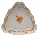 Chinese Bouquet Rust Triangle Dish 9 1/2\ 9.5\ Length


