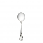 Chantilly Sterling Cream Soup Spoon A necessary eating utensil for soups and stews. 

Finely crafted with the graceful elegance associated with 18th Century France, this stately pattern was first introduced in 1895. The intricate design is embellished with a cascade of deeply carved borders showcasing a slender raised central panel along the handle and a more substantial open panel that can be monogrammed near the tip, which is crowned with a delicate fleur de lis. A stunning addition to traditional and formal interiors, this regal pattern will turn every meal into an event.

Polish your sterling silver once or twice a year, whether or not it has been used regularly. Hand wash and dry immediately with a chamois or soft cotton cloth to avoid spotting.
