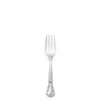 Chantilly Sterling Cold Meat Fork Essential for use with party platters featuring cold meats and cheeses.

Finely crafted with the graceful elegance associated with 18th Century France, this stately pattern was first introduced in 1895. The intricate design is embellished with a cascade of deeply carved borders showcasing a slender raised central panel along the handle and a more substantial open panel that can be monogrammed near the tip, which is crowned with a delicate fleur de lis. A stunning addition to traditional and formal interiors, this regal pattern will turn every meal into an event.

Polish your sterling silver once or twice a year, whether or not it has been used regularly. Hand wash and dry immediately with a chamois or soft cotton cloth to avoid spotting.
