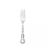 Strasbourg Sterling Place Fork Flowing scrollwork follows the gently curved handles of this magnificent pattern inspired by the rococo style of design favoring shell-like curves prevailing in 18th Century France. Named for the French hamlet near the border of Germany, this intricate pattern displays rococo exuberance with hints of lively German Baroque opulence. The finely carved details along the edge highlight a smooth central panel, and culminate in a subtle shell near the tip. This design, introduced in 1897, will enliven traditional table settings for everyday meals and when entertaining.

Polish your sterling silver once or twice a year, whether or not it has been used regularly. Hand wash and dry immediately with a chamois or soft cotton cloth to avoid spotting.
