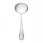 Hester Bateman Sterling Gravy Ladle Inspired by the work of renowned silversmith Hester Bateman (1709-1794) and introduced in 1995, this versatile pattern from Wallace\'s prestigious English Sterling Collection is finely crafted of heavier weight sterling silver in the larger Continental size. The delicate beaded border surrounds a central panel embellished with an intricate teardrop underscored by three fleur de lis, lending graceful elegance to traditional and contemporary table settings alike and every dining occasion from family meals to festive affairs.

Polish your sterling silver once or twice a year, whether or not it has been used regularly. Hand wash and dry immediately with a chamois or soft cotton cloth to avoid spotting.