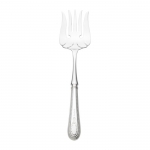 Hester Bateman Sterling Large Serving Fork, HH Inspired by the work of renowned silversmith Hester Bateman (1709-1794) and introduced in 1995, this versatile pattern from Wallace\'s prestigious English Sterling Collection is finely crafted of heavier weight sterling silver in the larger Continental size. The delicate beaded border surrounds a central panel embellished with an intricate teardrop underscored by three fleur de lis, lending graceful elegance to traditional and contemporary table settings alike and every dining occasion from family meals to festive affairs.

Polish your sterling silver once or twice a year, whether or not it has been used regularly. Hand wash and dry immediately with a chamois or soft cotton cloth to avoid spotting.
