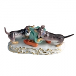 Dachshunds with Hat Hand painted in Meissen, Germany

