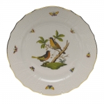 Rothschild Bird Service Plate, Motif #8 Many connoisseurs consider this pattern, first created in 1850 for the Rothschild family of Europe, to be the epitome of hand painting on porcelain. Twelve different motifs portray a 19th century tale about Baroness Rothschild, who lost her pearl necklace in the garden of her Vienna residence. Several days later it was found by her gardener, who saw birds playing with it in a tree. 
