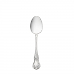 Old Master Sterling Place Spoon This graceful pattern designed by master silversmith Horold E. Nock is styled in the Old Victorian tradition, with refined lines and a restrained decoration popular in the early Victorian era. Introduced in 1942, it features a distinctive violin-shaped handle, a crown of curling leaves, a center rosette with tapering tendrils, and scrolls and flutes along the handle. The classic design is exceptionally versatile, suiting many styles of d�cor and any dining occasion from family meals to holiday celebrations. 

Polish your sterling silver once or twice a year, whether or not it has been used regularly. Hand wash and dry immediately with a chamois or soft cotton cloth to avoid spotting.
