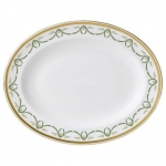 Titanic Medium Oval Platter Present your side dishes on this smaller fine bone china Oval Dish, perfect for serving vegetables or new potatoes or for breads and cheeses. A re-launched pattern to mark the 100th anniversary of the infamous ship\'s launch, the Titanic pattern, in the style of Louis XVI this design features a delicate gold layered border with painted ornaments of chaplet and festoons finished in tints of green. Each piece is finished in burnished gold. A sophisticated design suitable for fine dining, afternoon tea or light lunch. 