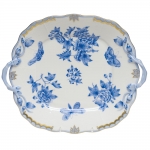 Fortuna Blue Square Cake Plate with Handles 9 1/2\ 9.5\ Square