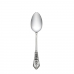 Rose Point Sterling Tablespoon Inspired by the Venetian lace of the traditional rose point wedding veil, this pattern features a full-blown rose-the symbolic flower of love-floating amid a web of silver lace and a pearl of geometric regularity. Introduced in 1934, the Venetian Renaissance styling captures the lost art of hand-sewn lace while keeping the magic of the wedding and mood of eternal romance alive as you use it day after day for family meals and special occasions.

Polish your sterling silver once or twice a year, whether or not it has been used regularly. Hand wash and dry immediately with a chamois or soft cotton cloth to avoid spotting.