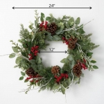 Pine & Red Berry & Twig Wreath 24