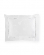 Grande Hotel White/White Standard Sham These linens are styled after those that grace the beds of some of the finest hotels in the world. So if you\'re wondering why you always sleep so well in a five-star hotel, this may be the answer. This ever-popular percale is embroidered with tailored double-rows of satin stitch in colors numerous enough to thrill a decorator. Plus, they\'re woven by our masters in Italy to last through many washings.

Fabrication:
Percale with double-row of satin stitch embroidery
Duvet Cover: U-Shape on top of bed
Shams: 4-sides
Flat Sheet and Pillowcases: Along cuff

Finishing:
Knife-edge hem on Duvet Covers
Classic-style flanges, approximate measurements:
Shams: 3-inches; Boudoir: 2-inches
Flat Sheet and Pillowcase cuffs: 4-inches

Hem:
Plain
