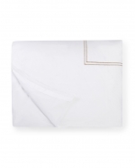 Grande Hotel White/Taupe Full/Queen Duvet Cover These linens are styled after those that grace the beds of some of the finest hotels in the world. So if you\'re wondering why you always sleep so well in a five-star hotel, this may be the answer. This ever-popular percale is embroidered with tailored double-rows of satin stitch in colors numerous enough to thrill a decorator. Plus, they\'re woven by our masters in Italy to last through many washings.

Fabrication:
Percale with double-row of satin stitch embroidery
Duvet Cover: U-Shape on top of bed
Shams: 4-sides
Flat Sheet and Pillowcases: Along cuff

Finishing:
Knife-edge hem on Duvet Covers
Classic-style flanges, approximate measurements:
Shams: 3-inches; Boudoir: 2-inches
Flat Sheet and Pillowcase cuffs: 4-inches

Hem:
Plain
