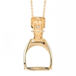 Gold Stirrup with Diamond Necklace 1.5\ x .875\
14kt Gold
18\ 14kt Gold Chain

As each piece is handmade by Kentucky artist Dennis Meade, please contact us for availability and delivery time and special order options.