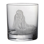 Bassett Hound Double Old Fashioned 4\'\' Height 
10.1 ounces

One dog per glass

Materials:  Mouthblown, hand-engraved crystal glass, 100% lead-free
Care:  Hand wash only






