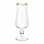  Juwel-Gold Beer Glass  A fine, 24k gold rim enhances the perimeter of the Juwel handcut glassware while a hollow sphere underscored by yet another gold rim perches at the top of the stem.

Please call store for delivery timing.