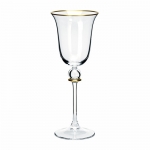 Juwel-Gold Wine Goblet  A fine, 24k gold rim enhances the perimeter of the Juwel handcut glassware while a hollow sphere underscored by yet another gold rim perches at the top of the stem.

Please call store for delivery timing.