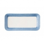 Le Panier White/Delft Hostess Tray 12 3/4\ 12.75\ Length X 6.25\ Width
Made of Ceramic Stoneware

Care & Use:  Oven, Microwave, Dishwasher, and Freezer Safe